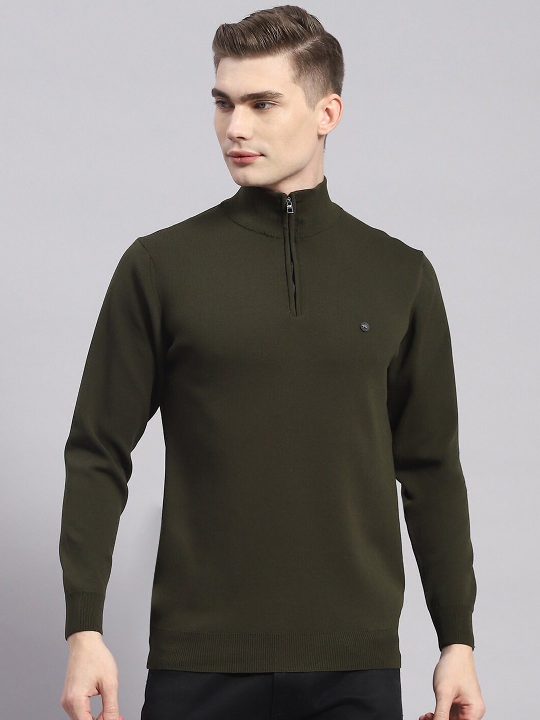 

Monte Carlo Mock Collar Woollen Pullover, Green