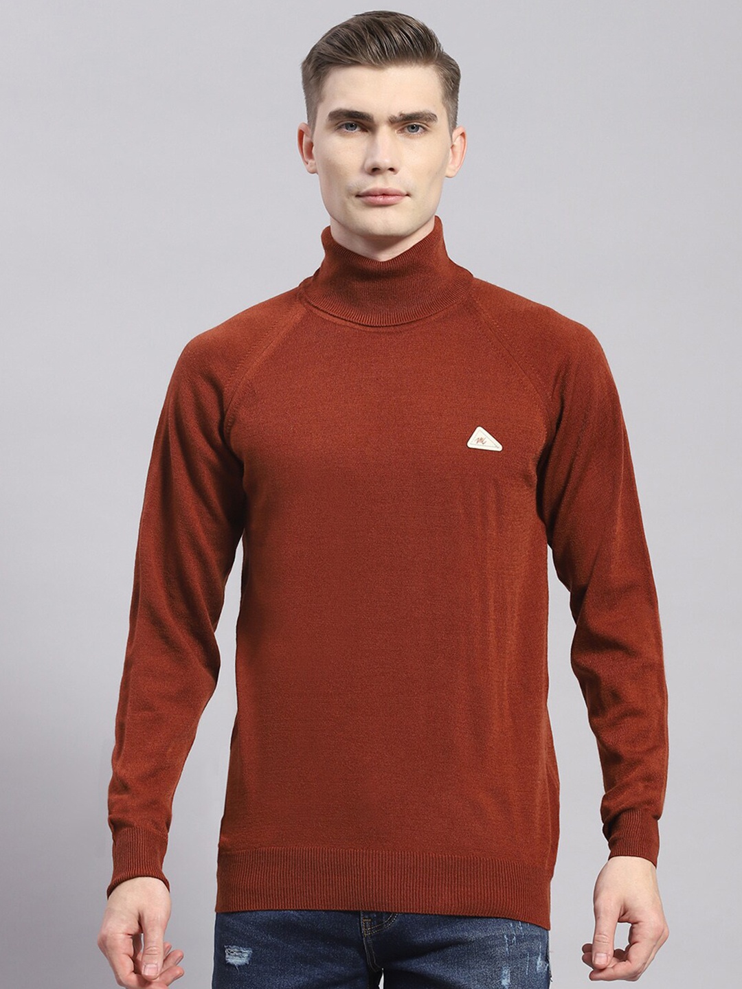 

Monte Carlo Mock Collar Woollen Pullover, Brown