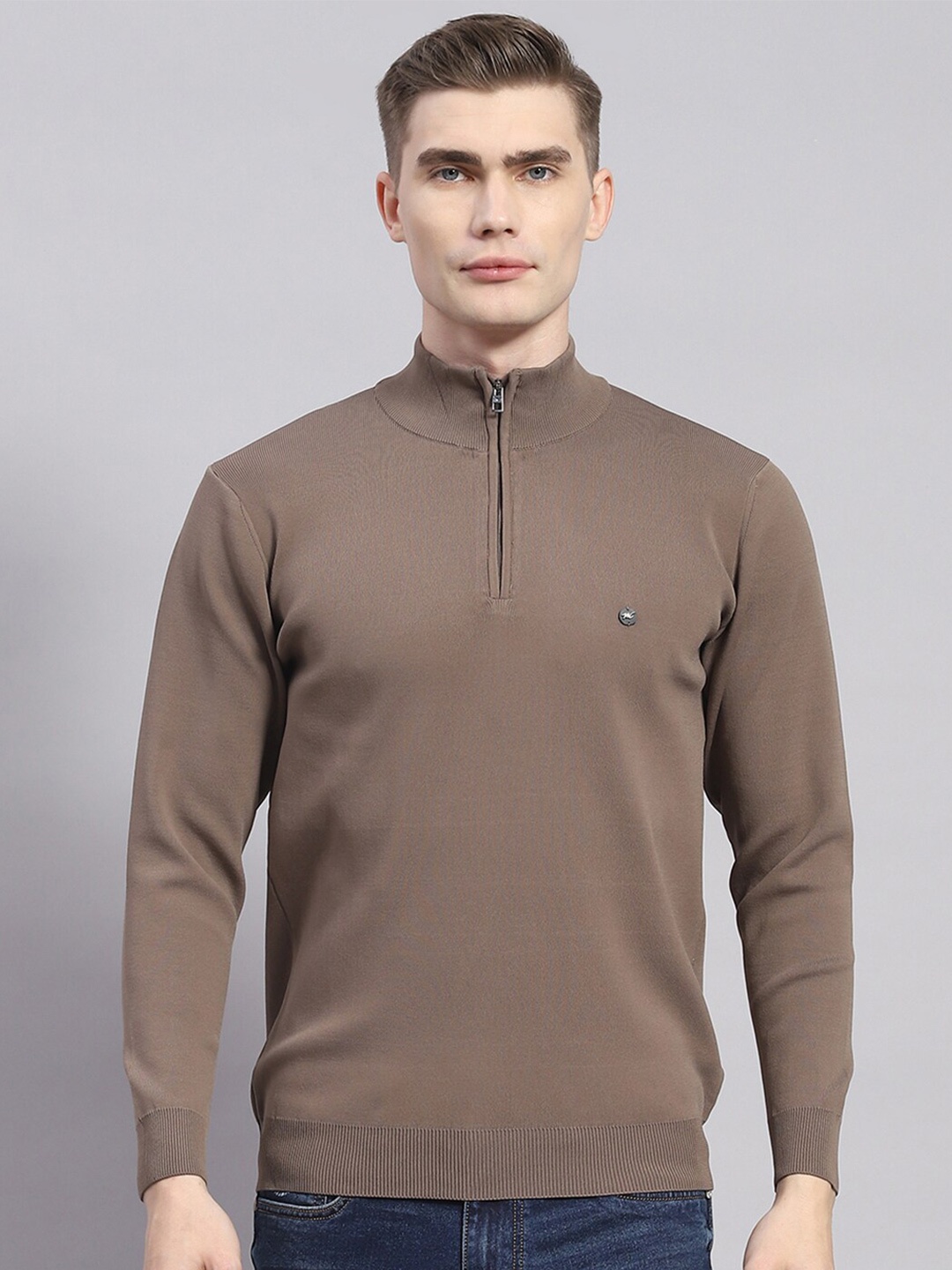 

Monte Carlo High Neck Woollen Pullover, Brown