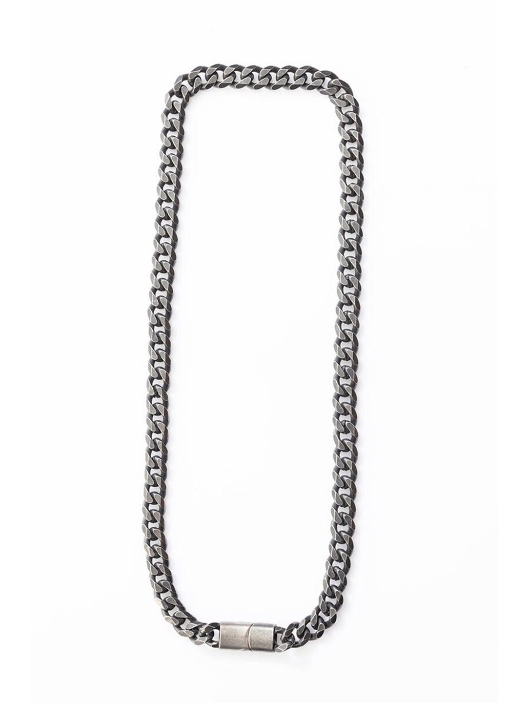 

Snitch Men Silver-Plated Stainless Steel Oxidised Chain, Black
