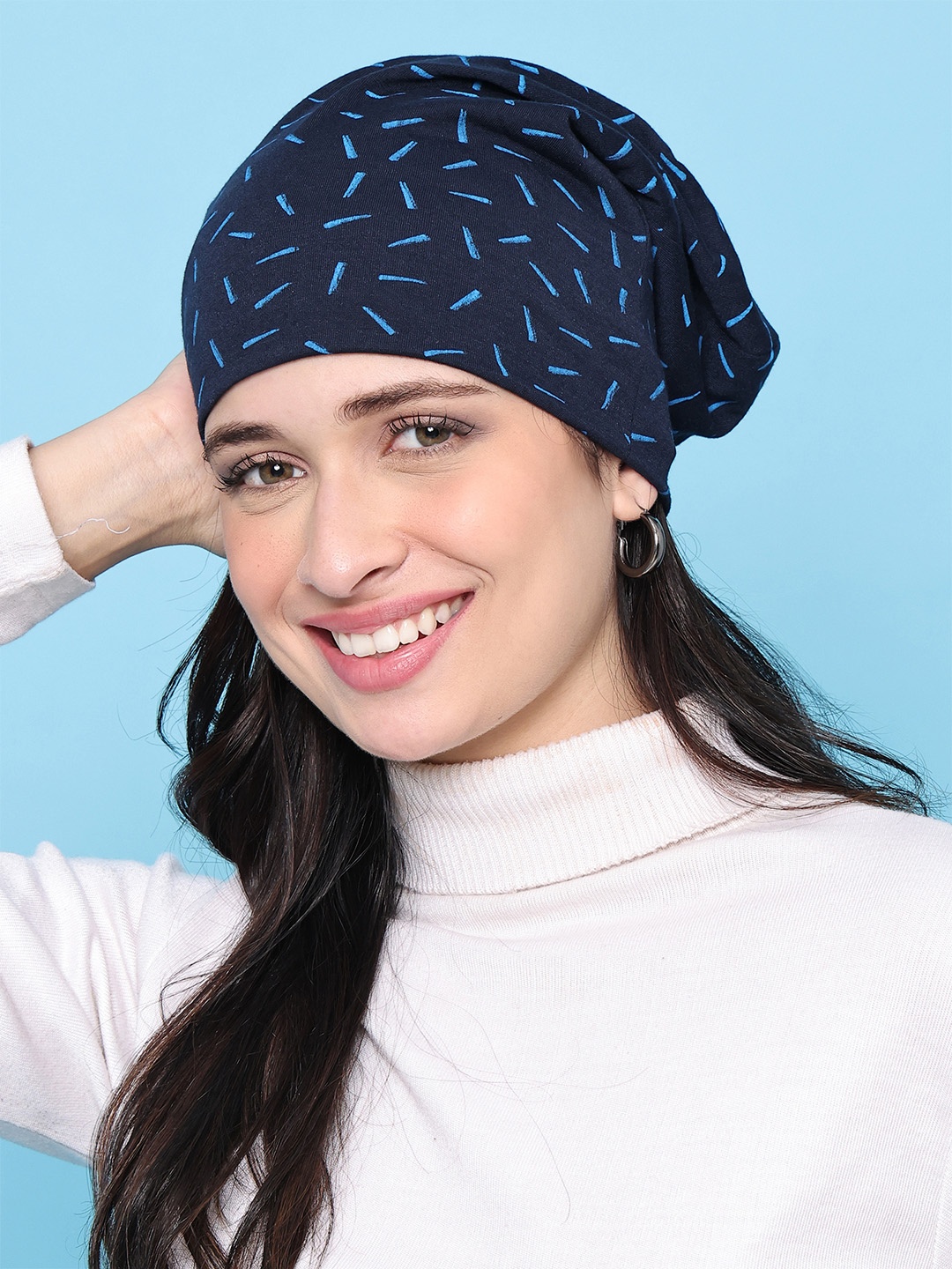 

VIMAL JONNEY Women Navy Blue Printed Beanie