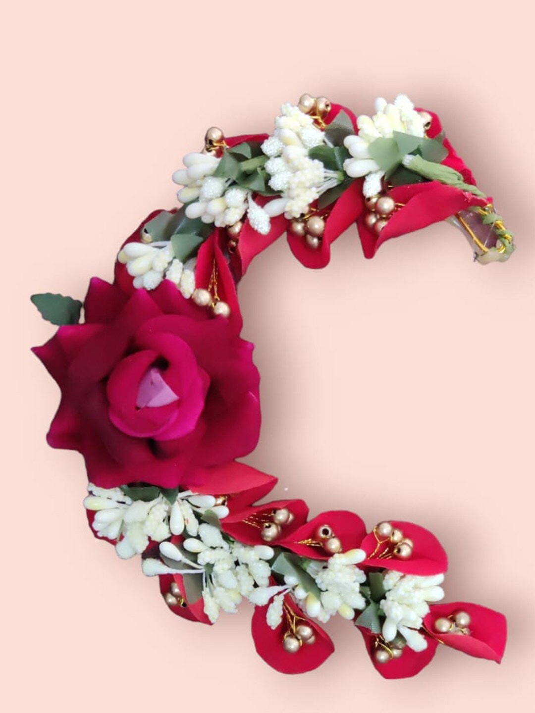 

VAGHBHATT Floral Hair Accessory Set, Pink