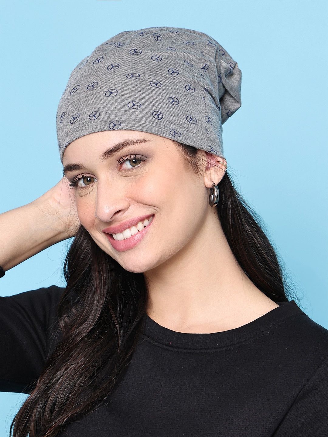 

VIMAL JONNEY Women Grey Melange Printed Beanie