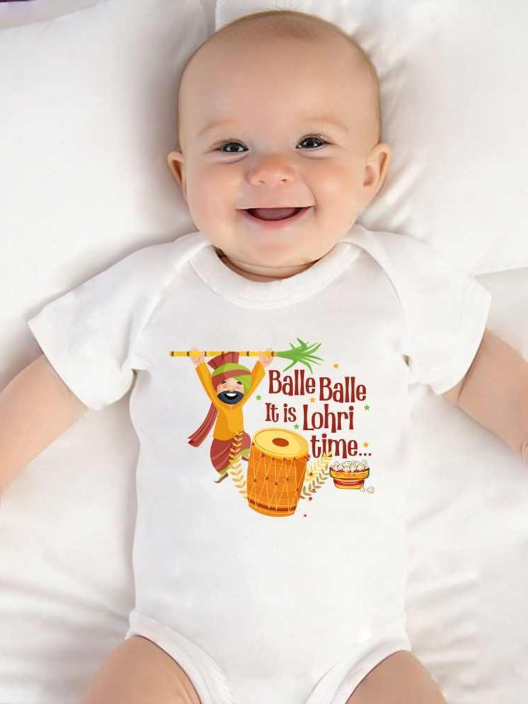 

KNITROOT Infants Lohri Printed Bodysuit, White