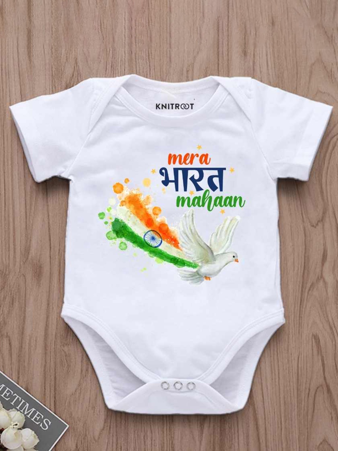 

KNITROOT Infants Printed Bodysuit, White