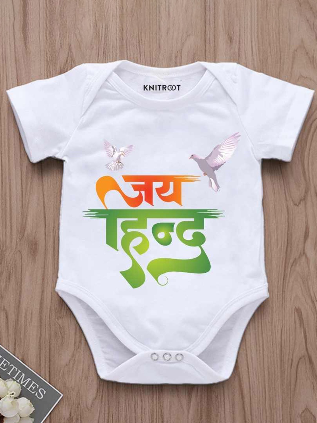 

KNITROOT Infants Printed Bodysuit, White