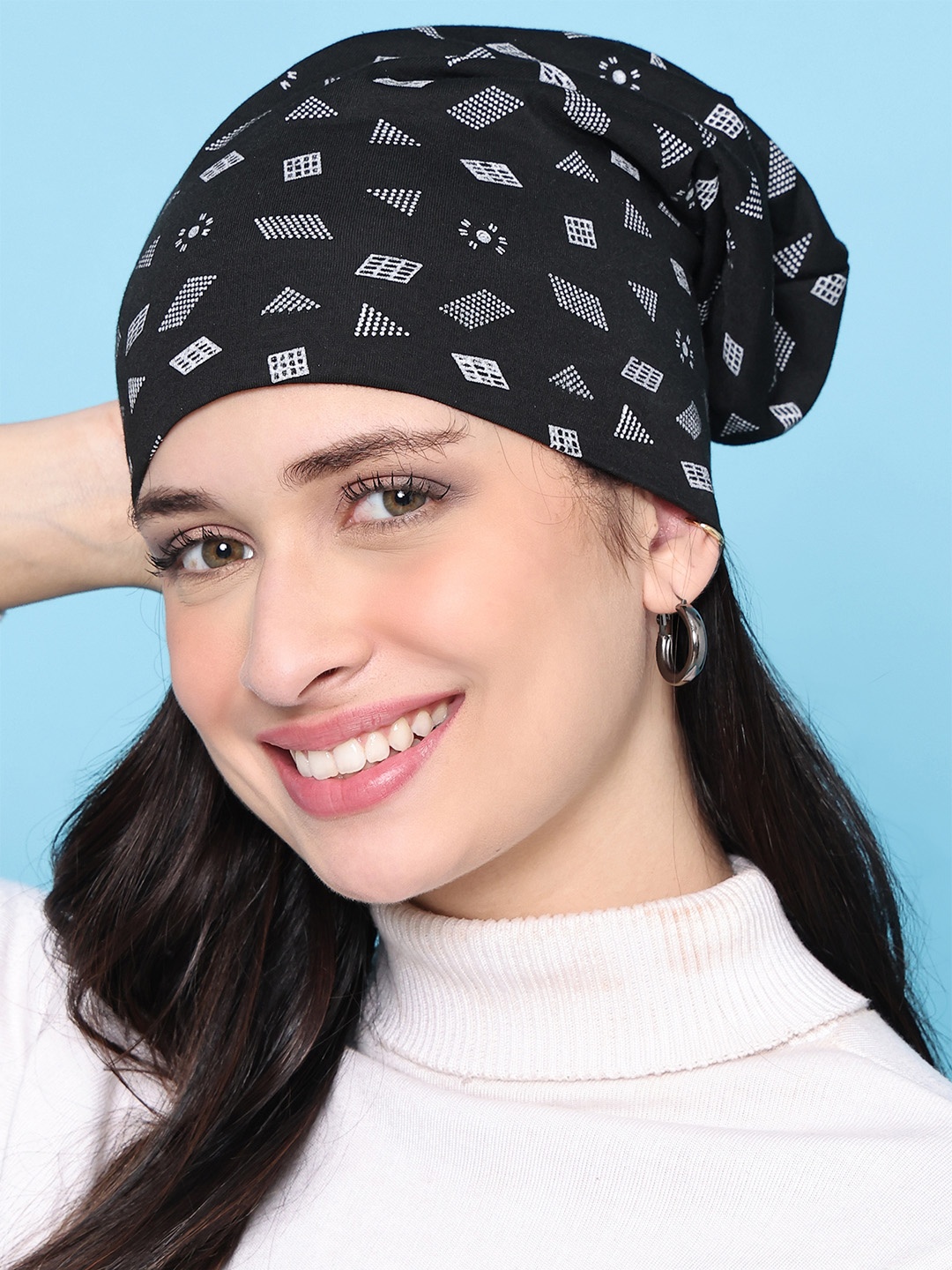 

VIMAL Women Black Printed Beanie