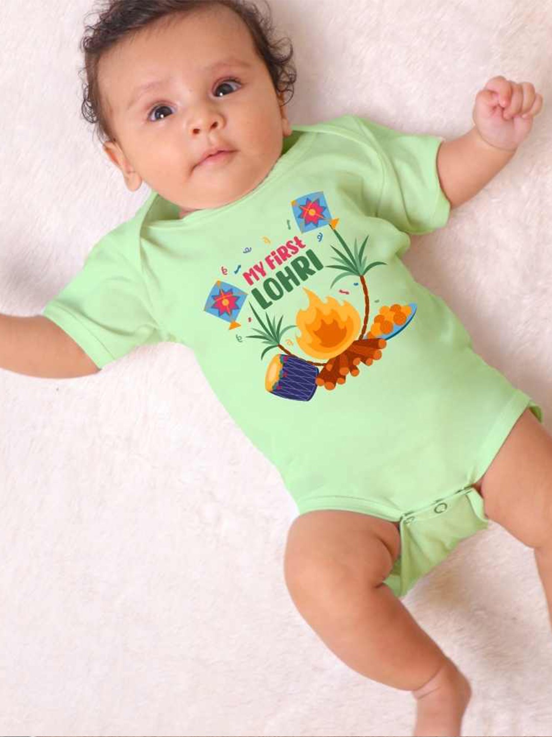 

KNITROOT Infants Lohri Printed Bodysuit, Green