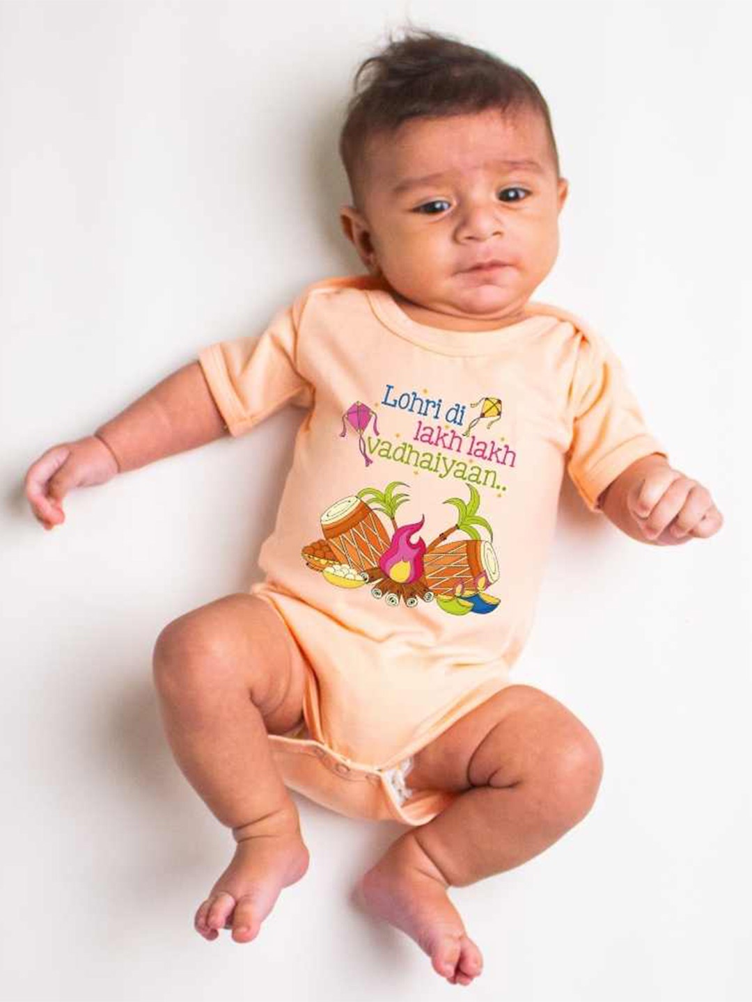 

KNITROOT Infants Kids Graphic Printed Bodysuit, Peach