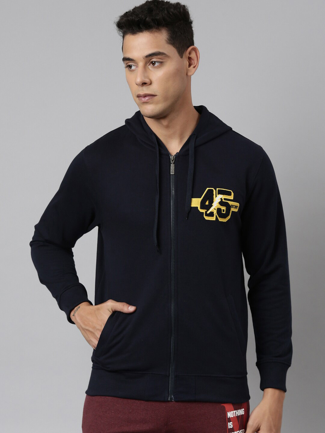

DIXCY SCOTT Hooded Front Open Sweatshirt, Navy blue