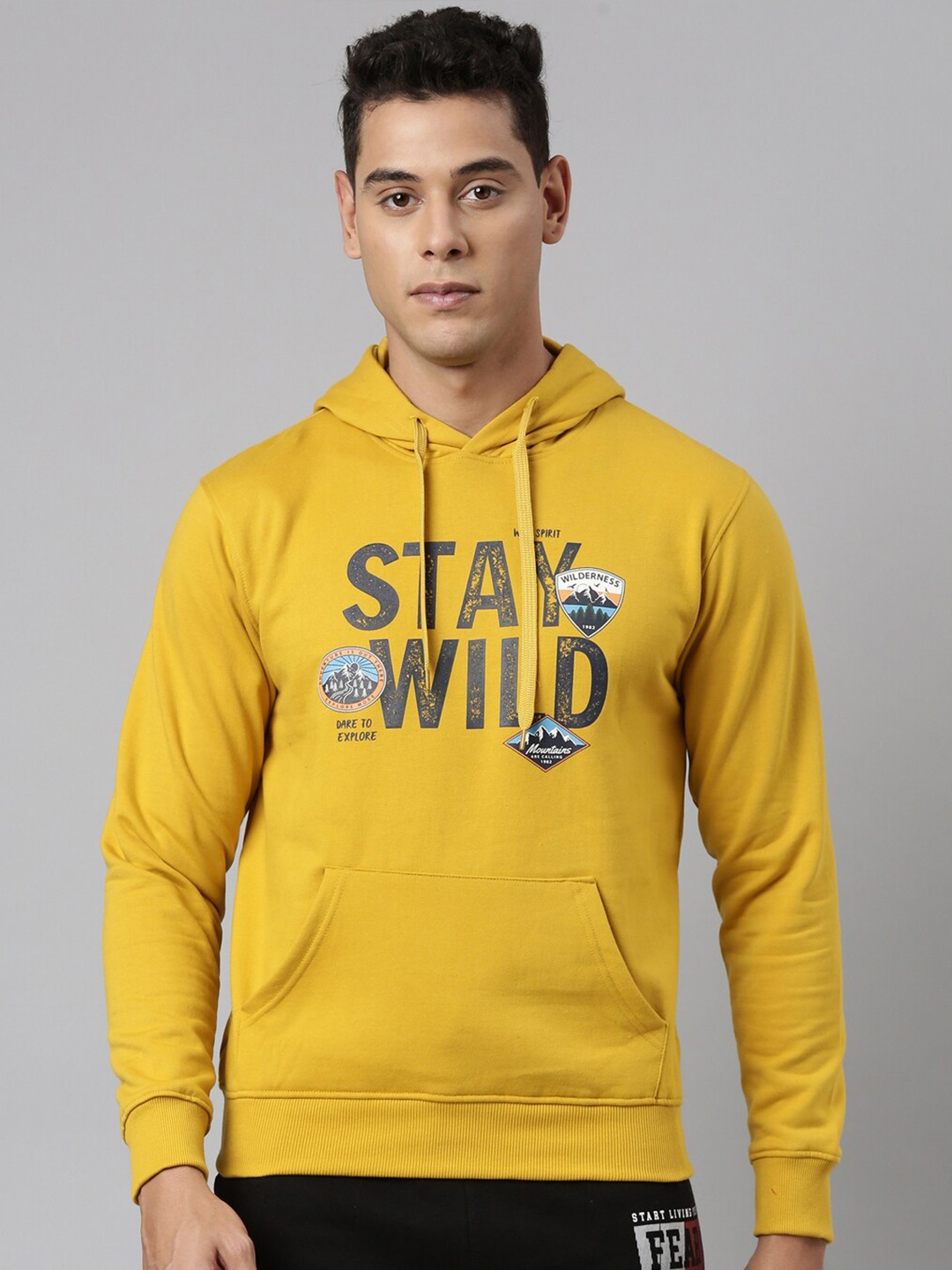 

DIXCY SCOTT Typography Printed Hooded Pullover Sweatshirt, Yellow