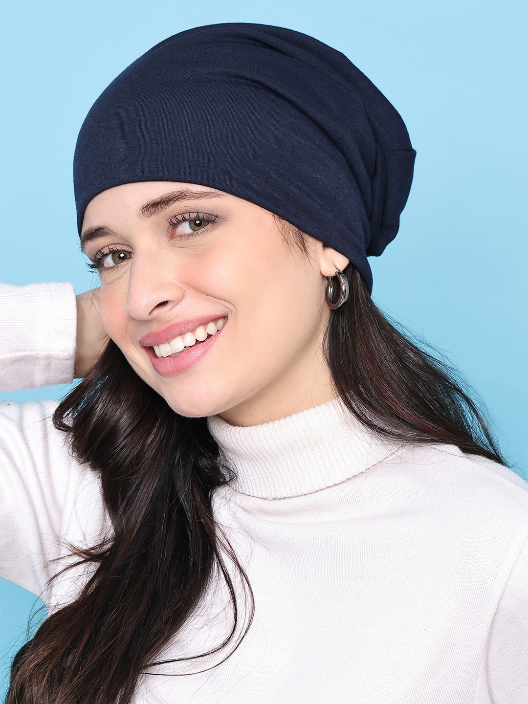 

VIMAL JONNEY Women Navy Blue Solid Beanie