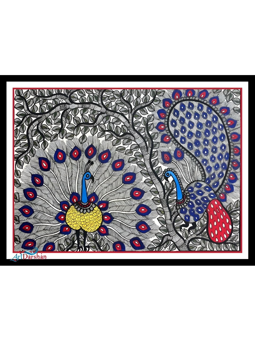 

ARTDARSHAN Grey & Blue Birds and Animals Rectangular Paintings Wall Art