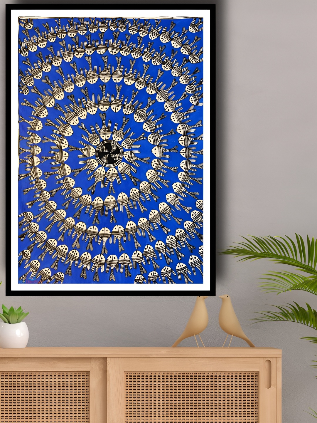 

ARTDARSHAN Black & Blue Rectangular Shaped Paintings Wall Art