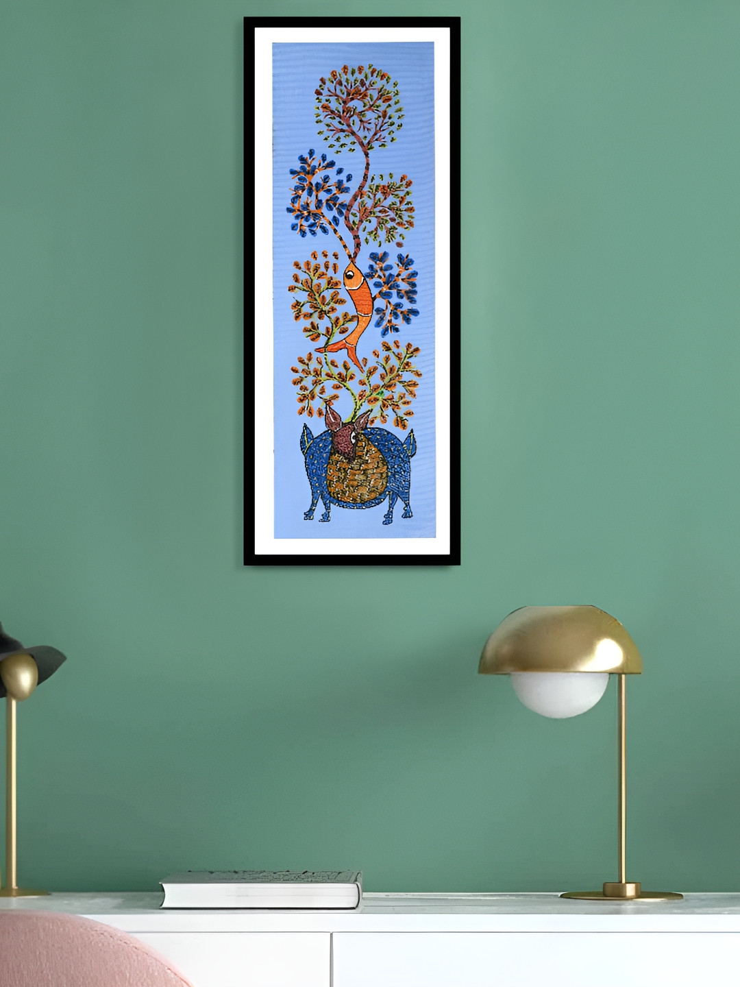 

ARTDARSHAN Orange & Blue Rectangular Paintings Wall Art