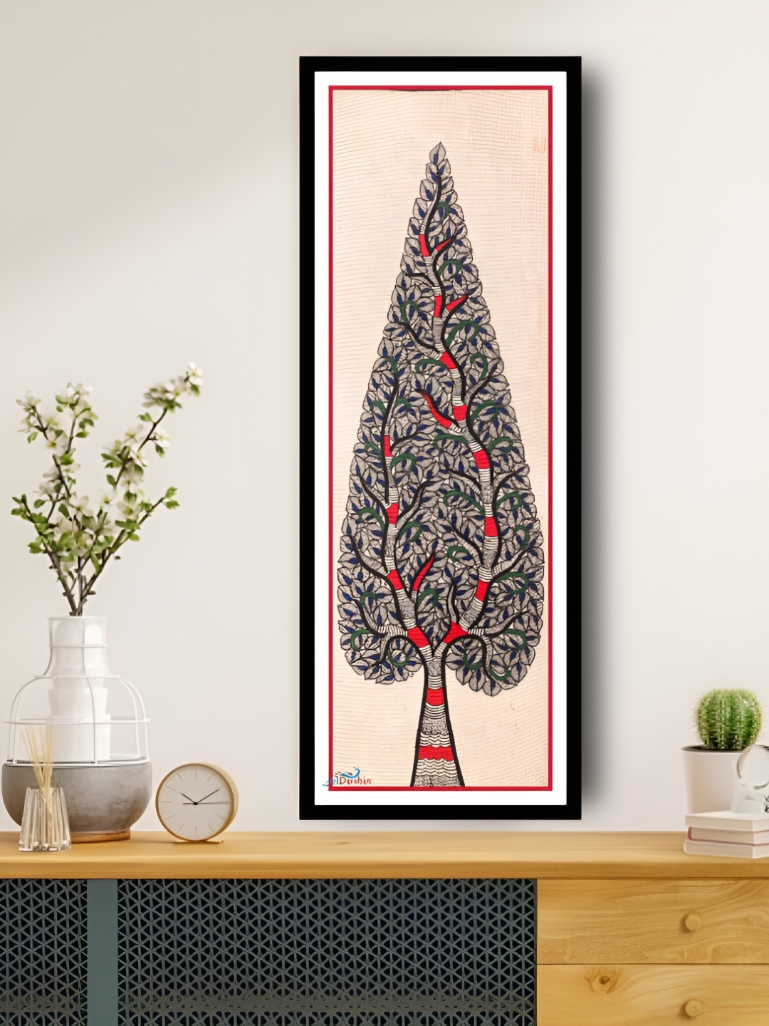 

ARTDARSHAN Black & Red Madhubani Painting Wall Art