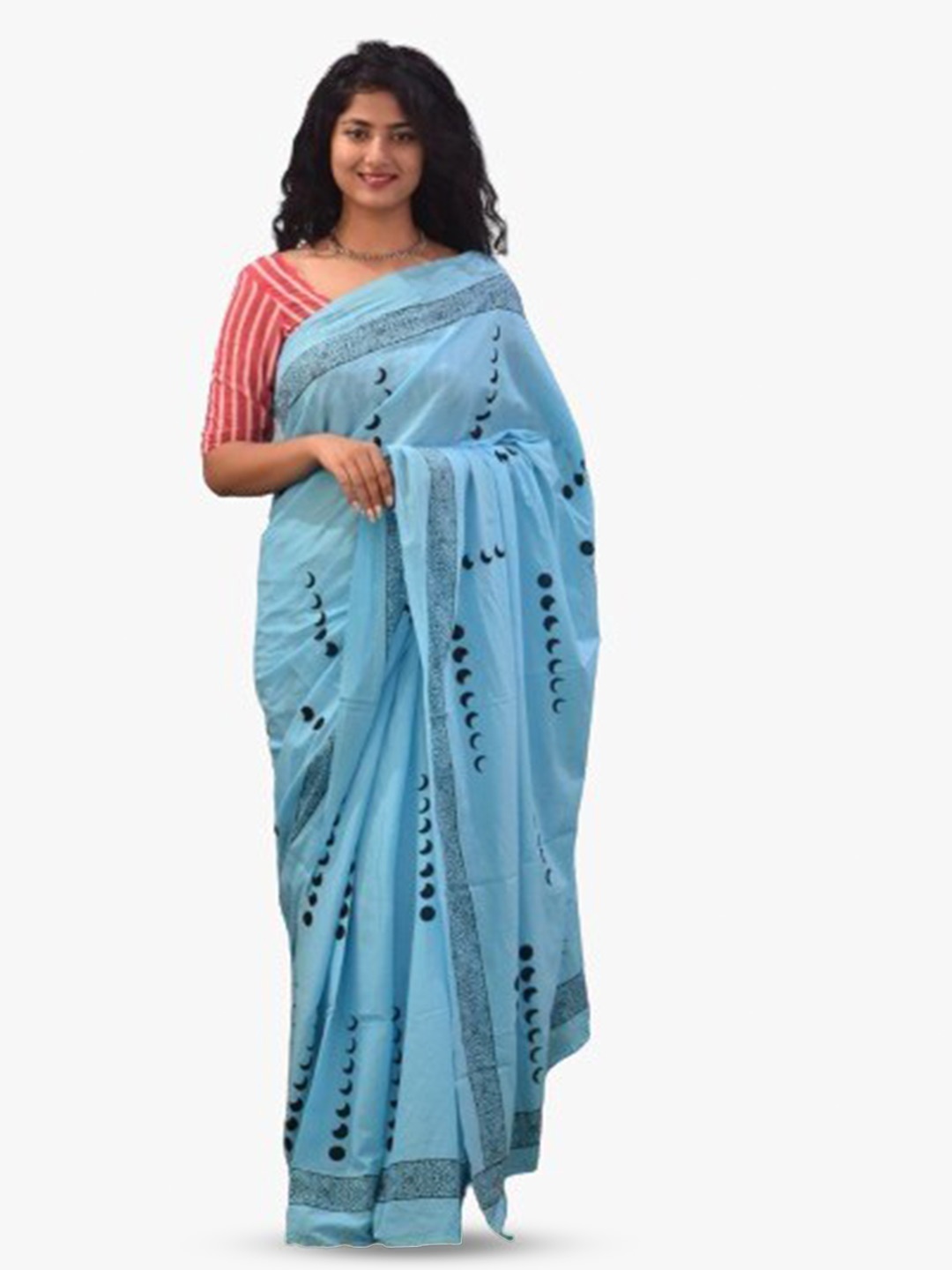 

clothonus Ethnic Motifs Printed Ikat Pure Cotton Saree, Blue