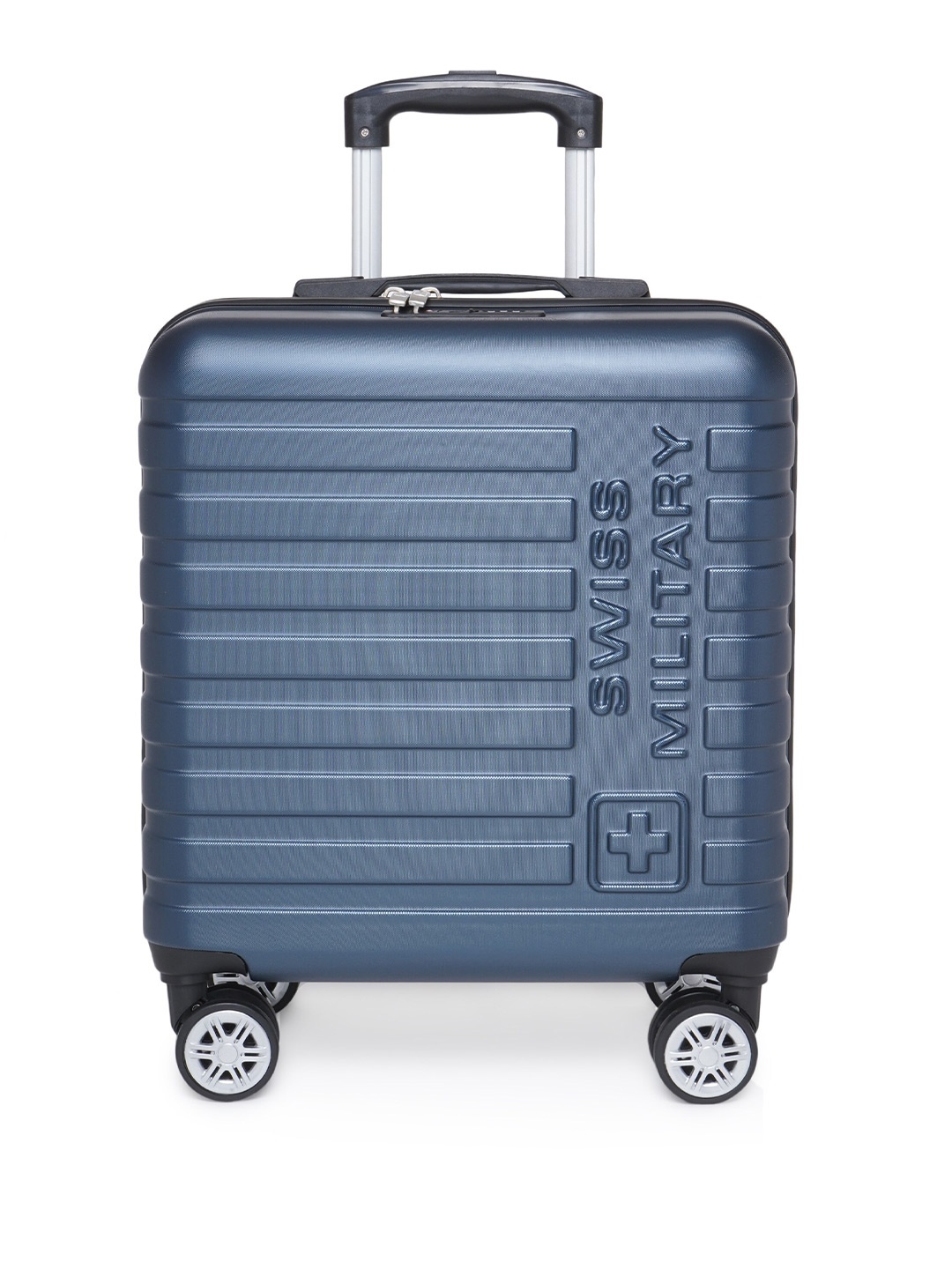 

SWISS MILITARY Textured Hard-sided Overnighter Trolley Bag-32.0L, Navy blue