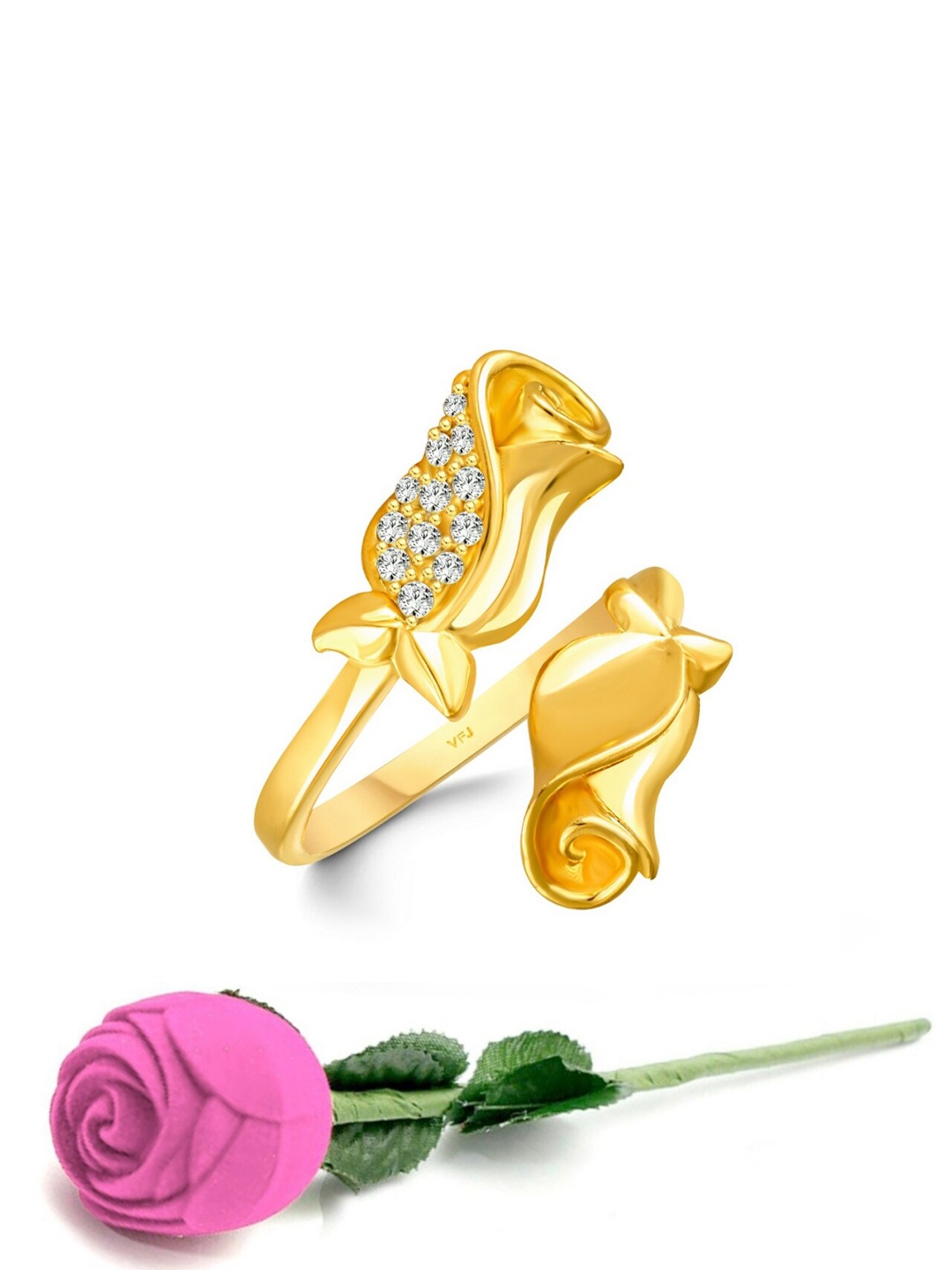 

Vighnaharta Gold Plated Cubic Zirconia Studded Adjustable Finger Ring