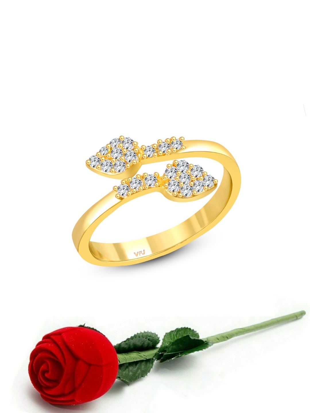 

Vighnaharta Gold Plated Cubic Zirconia Studded Adjustable Finger Ring