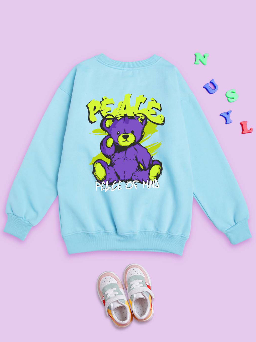

BAESD Kids Graphic Printed Round Neck Long Sleeves Fleece Pullover Sweatshirt, Blue
