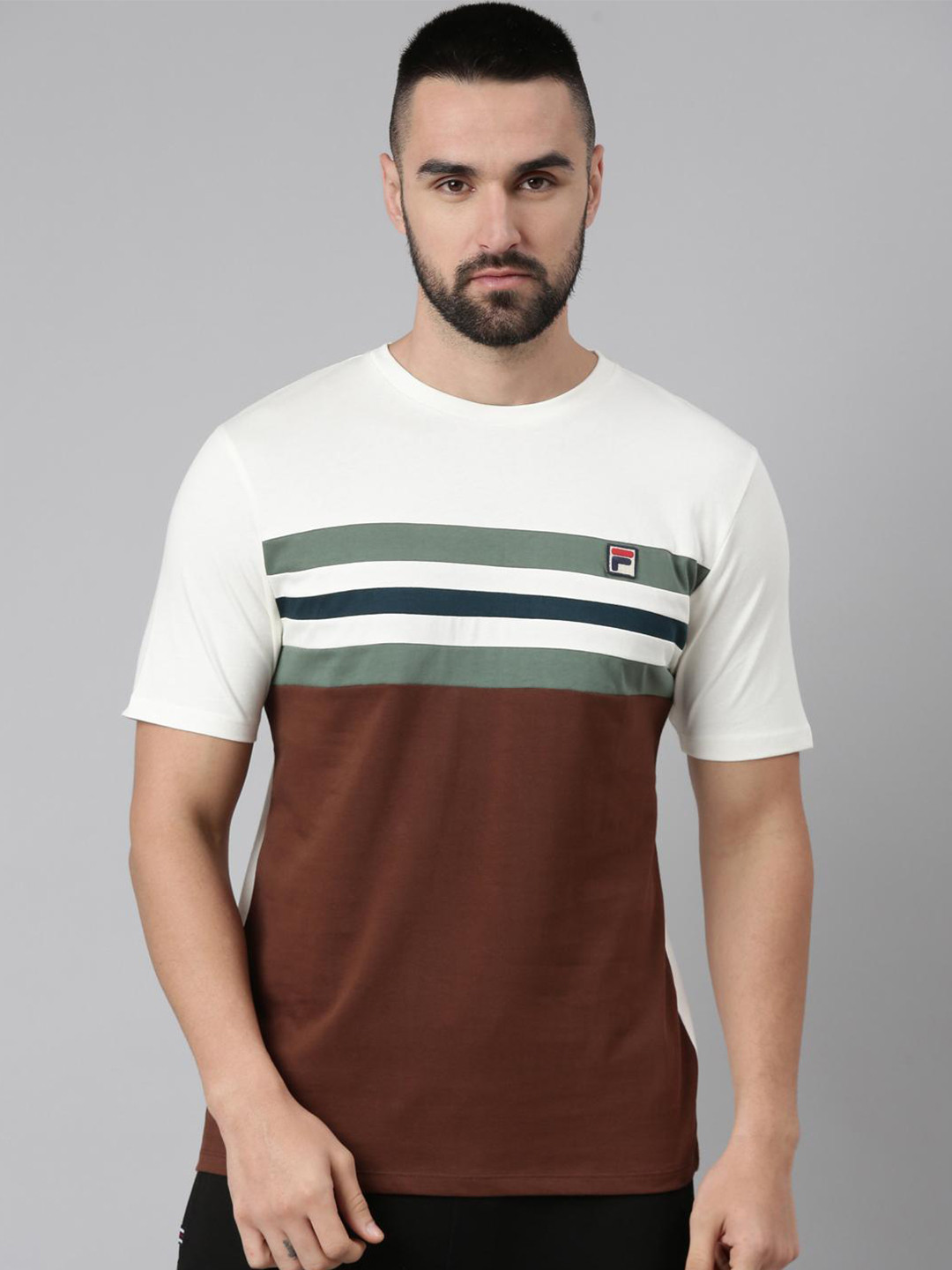 

FILA Justin Cotton Round Neck T-shirt, Cream