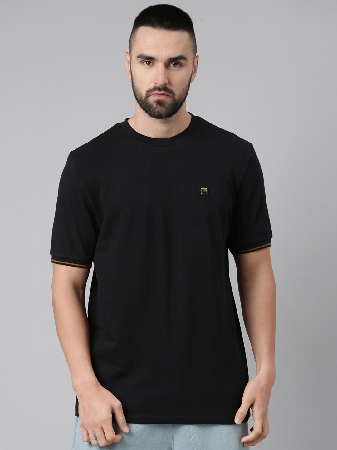 

FILA Taddeo Tee Cotton Round Neck T-shirt, Black