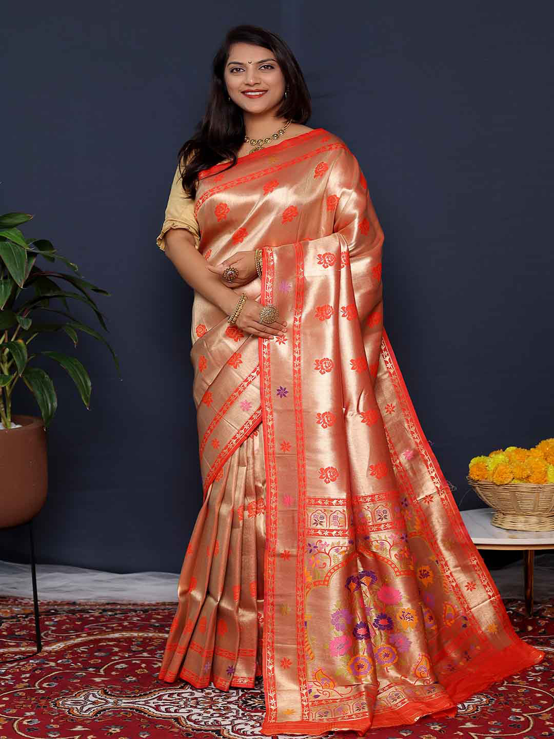 

Mitera Woven Design Zari Art Silk Saree, Red