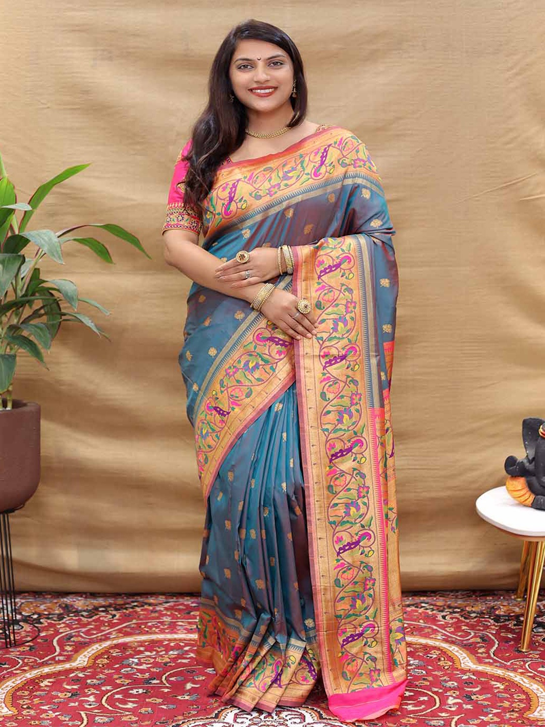 

Mitera Woven Design Zari Art Silk Saree, Sea green