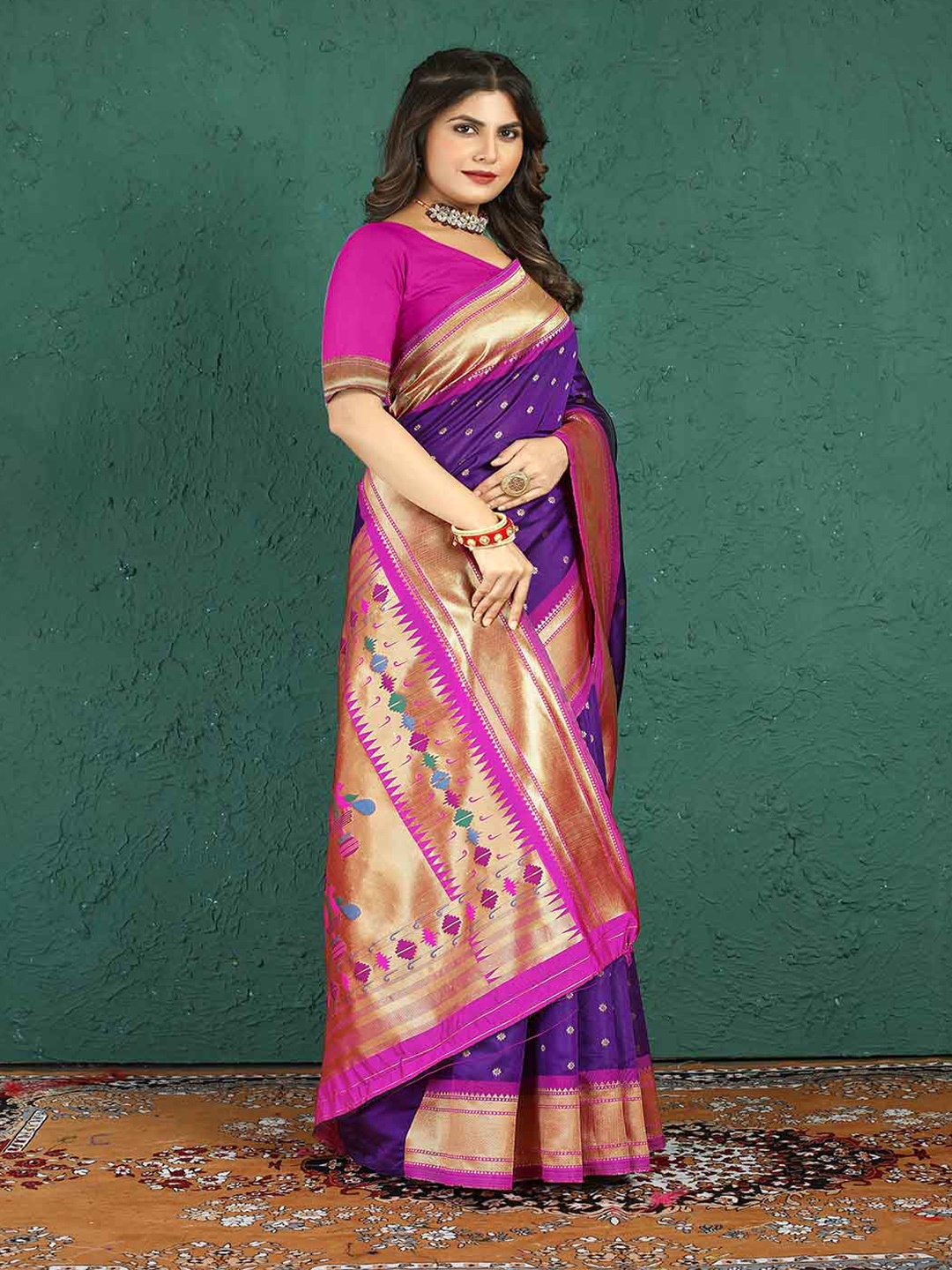 

Mitera Woven Design Zari Art Silk Saree, Purple