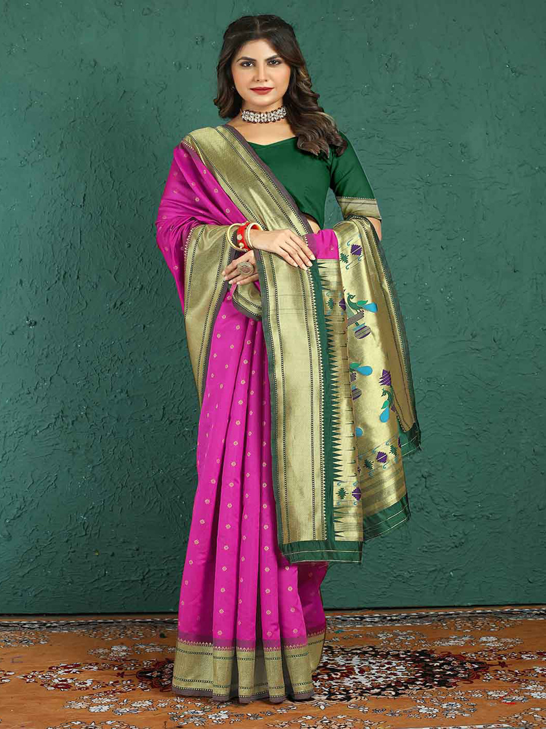

Mitera Woven Design Zari Art Silk Saree, Pink
