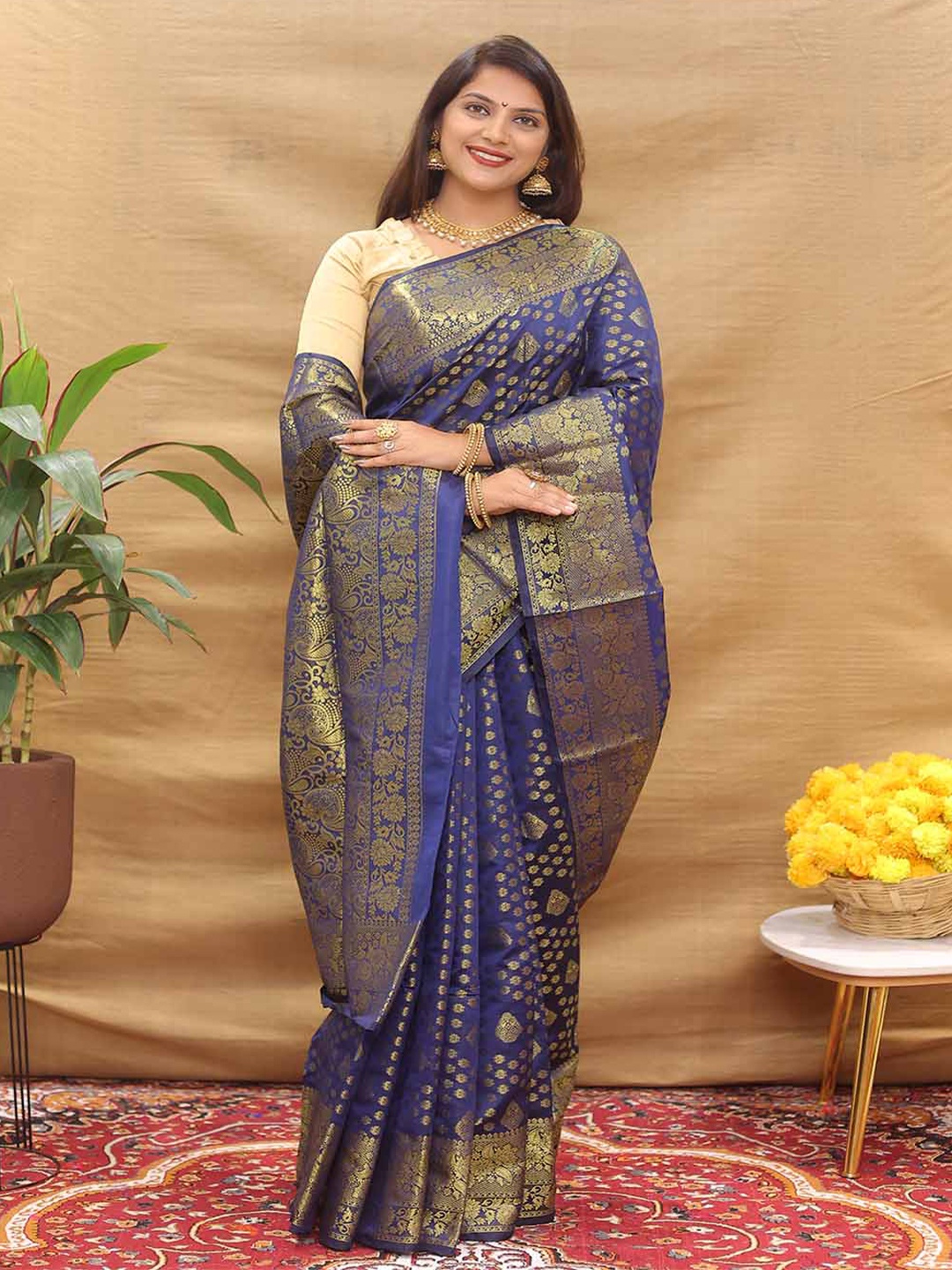 

Mitera Woven Design Zari Art Silk Saree, Blue