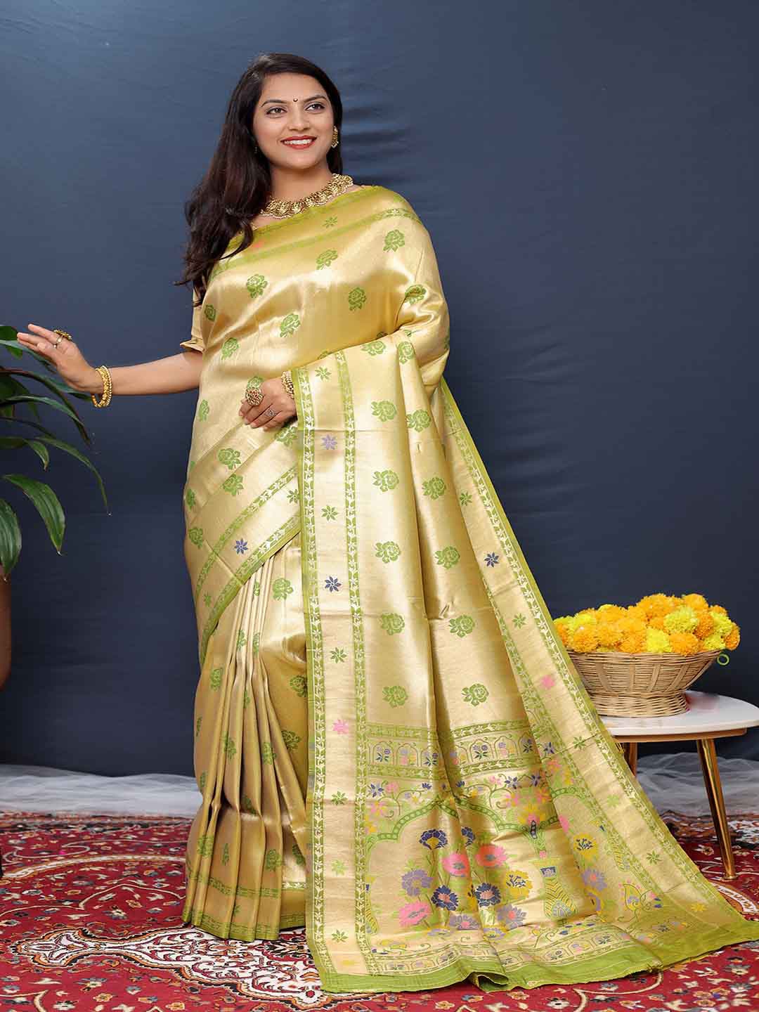 

Mitera Woven Design Zari Art Silk Saree, Green