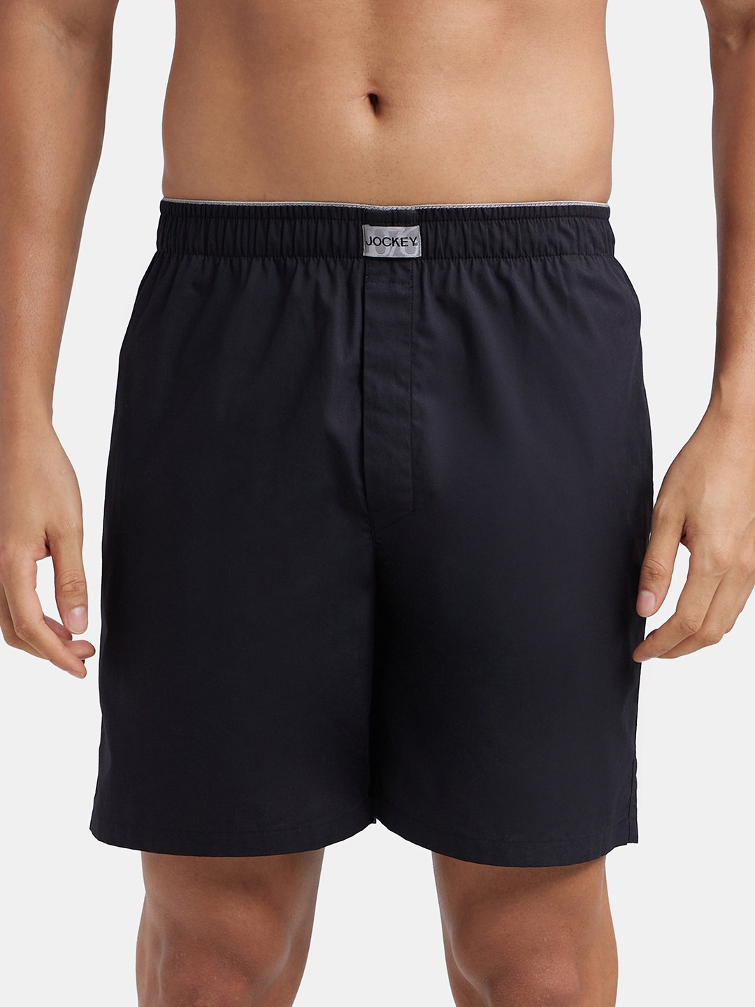 

Jockey Combed Mercerized Cotton Woven Fabric Boxer Shorts-MC10, Black