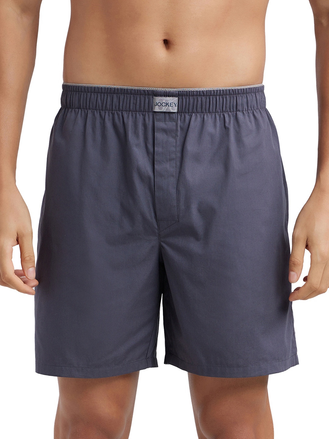 

Jockey Combed Mercerized Cotton Woven Fabric Boxer Shorts-MC10, Grey