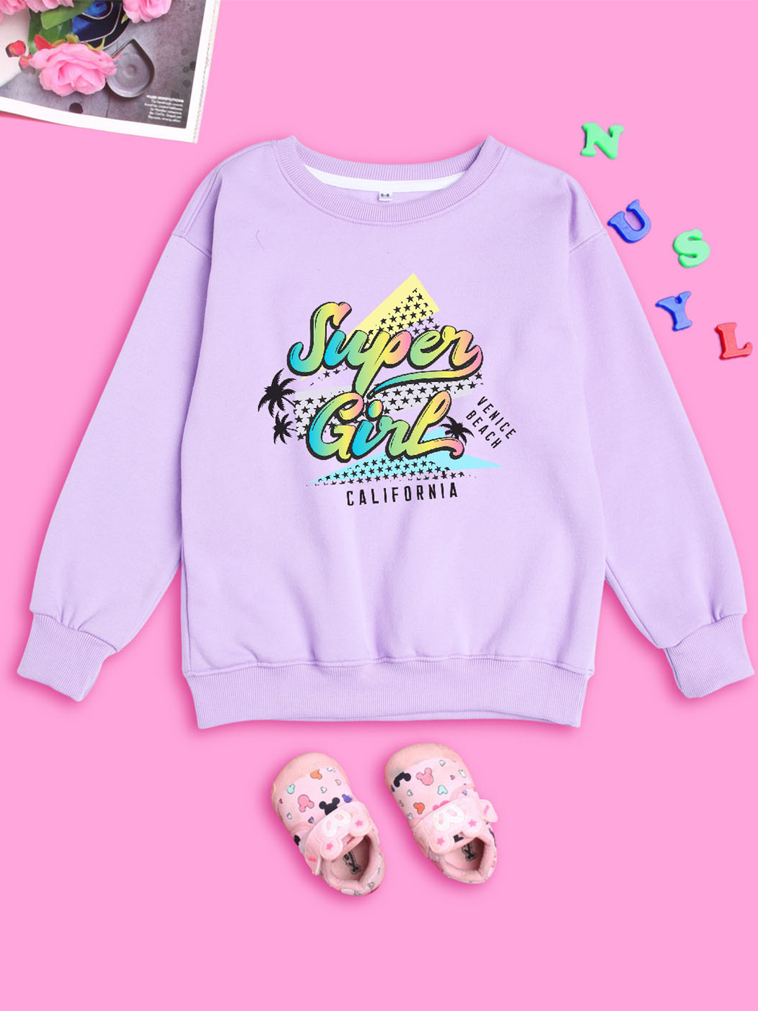 

BAESD Kids Graphic Printed Fleece Pullover Sweatshirt, Lavender