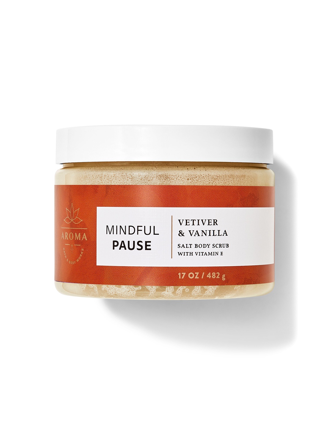 

Bath & Body Works Mindful Pause Vetiver Vanilla Salt Body Scrub with Vitamin E - 482 g, Orange