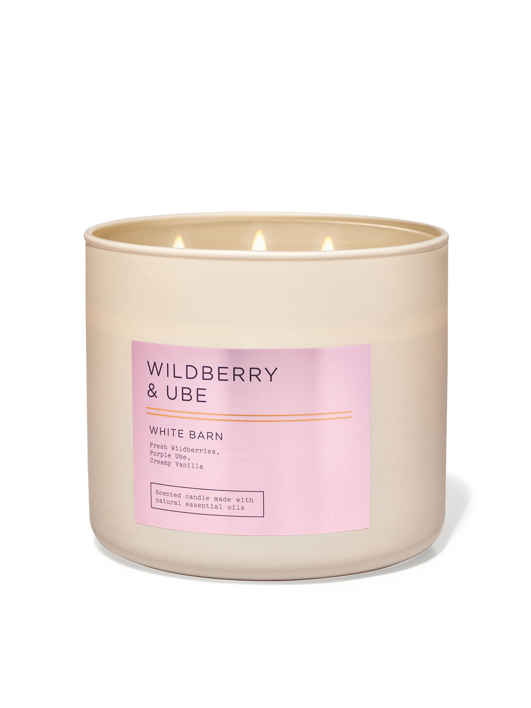 

Bath & Body Works Wildberry & Ube 3-Wick Scented Candle With Natural Essential Oils - 411g, Pink