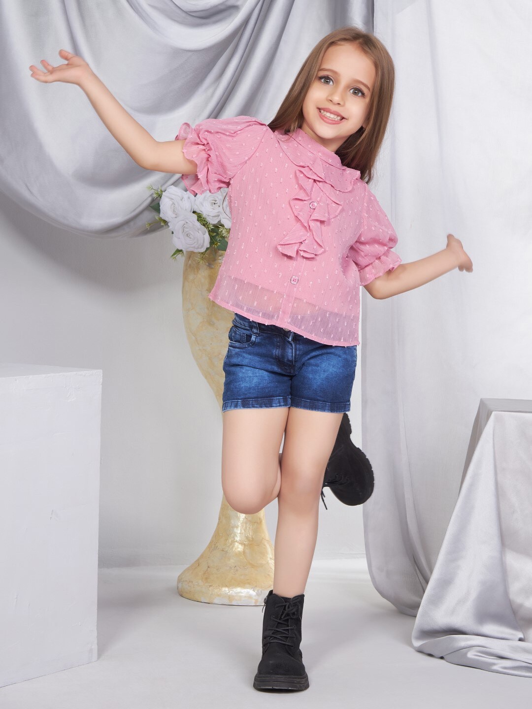 

Peppermint High neck Bell Sleeve Top, Pink