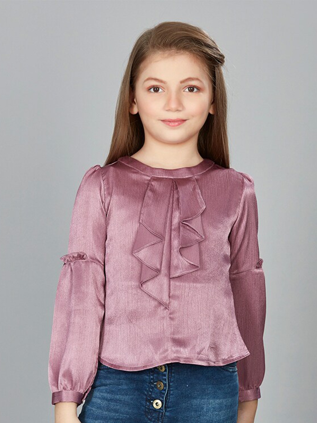 

Peppermint Girls Cuffed Sleeves Opaque Top, Pink