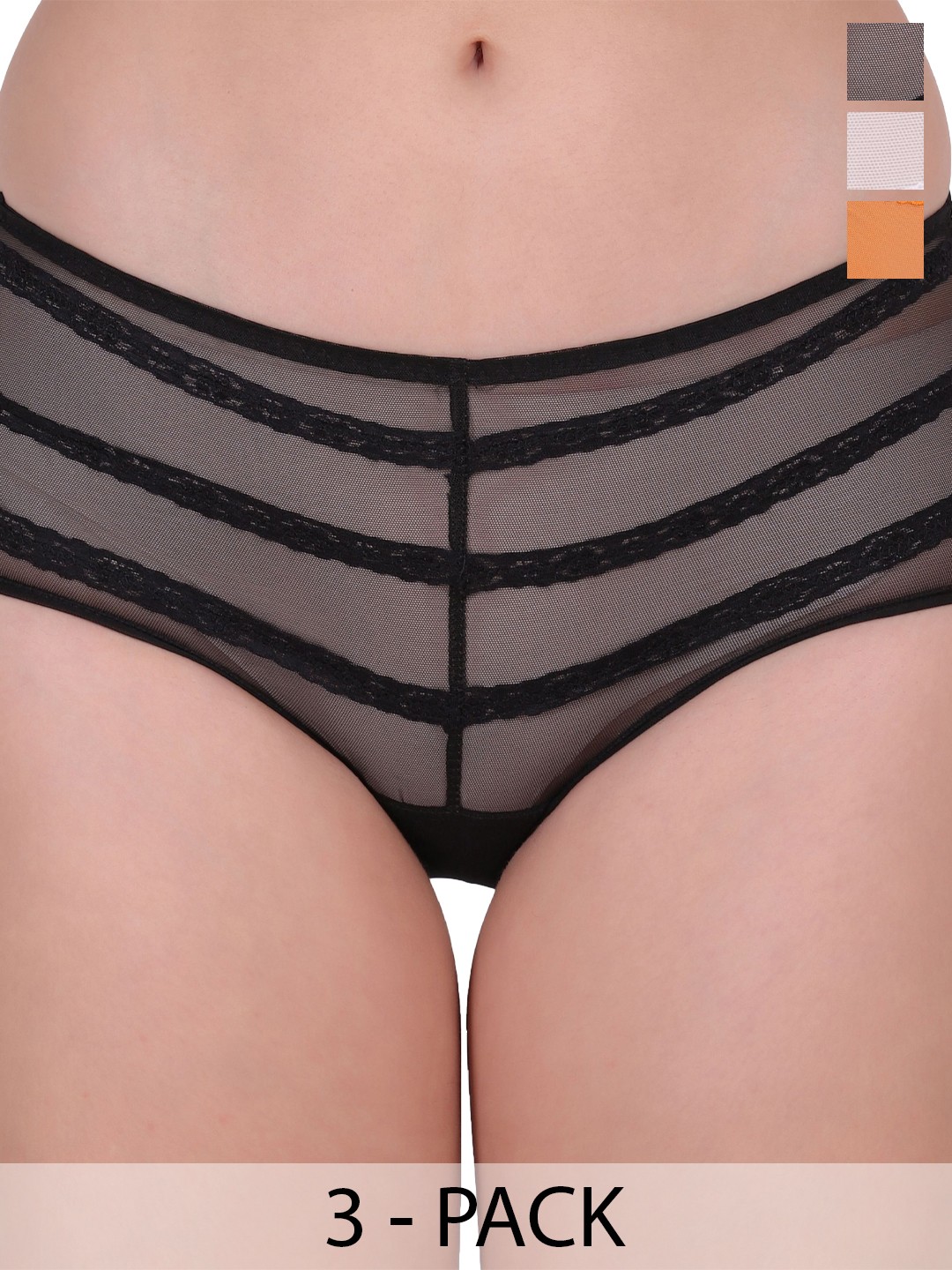 

Amour Secret Pack Of 3 Mid-Rise Hipster Briefs, Black