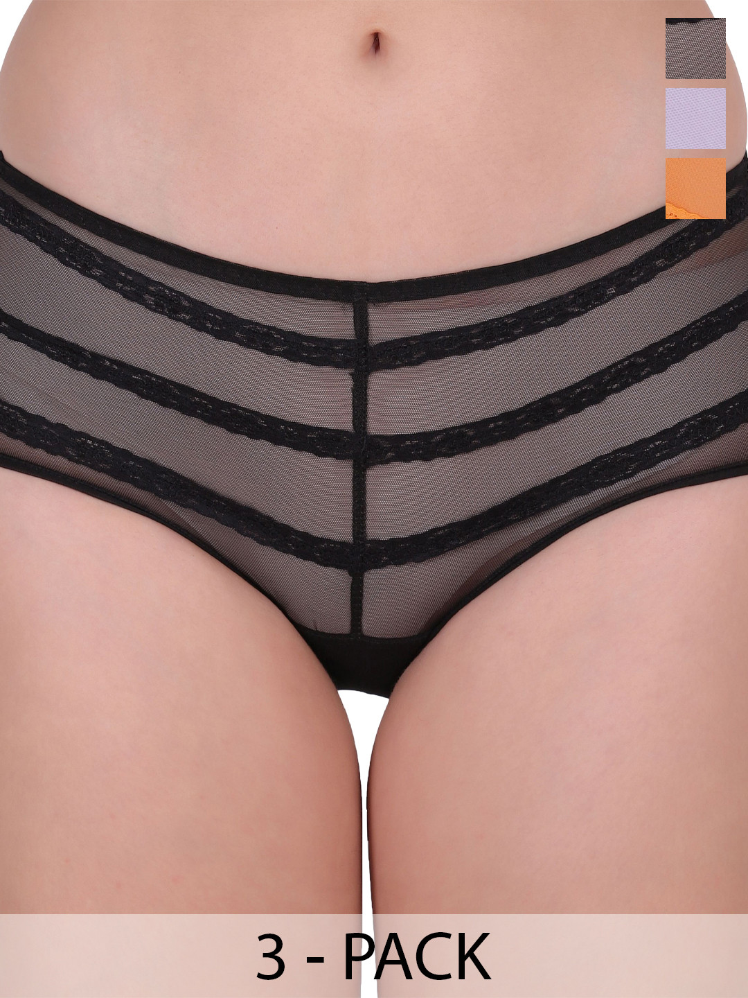 

Amour Secret Pack Of 3 Mid-Rise Hipster Briefs, Black