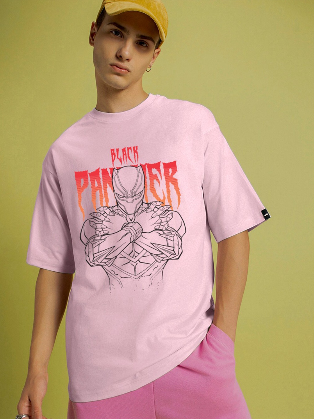 

Bewakoof Marvel Printed Round Neck Oversized T-shirt, Pink