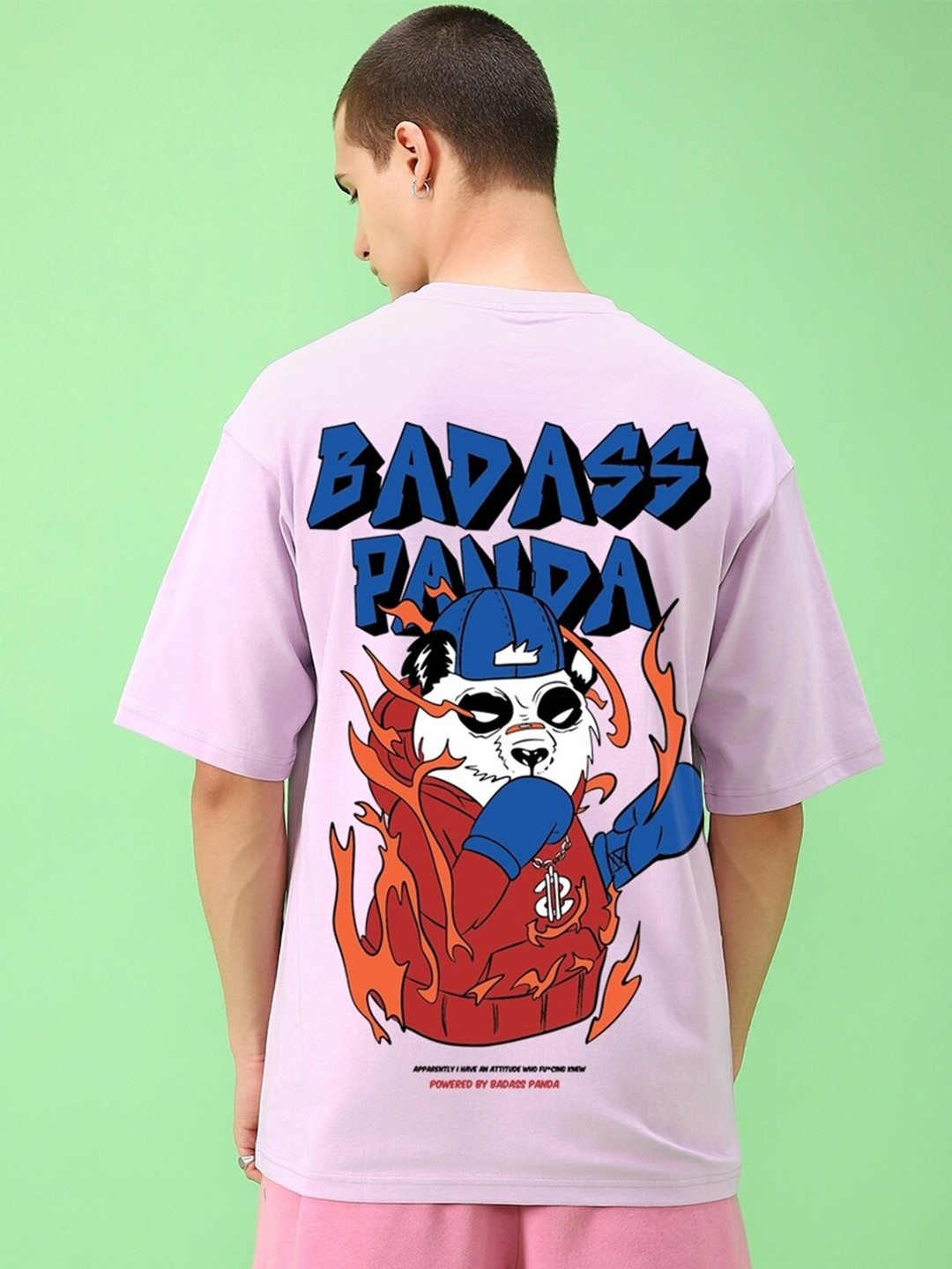 

Bewakoof Men Badass Panda Graphic Printed Oversized T-shirt, Purple