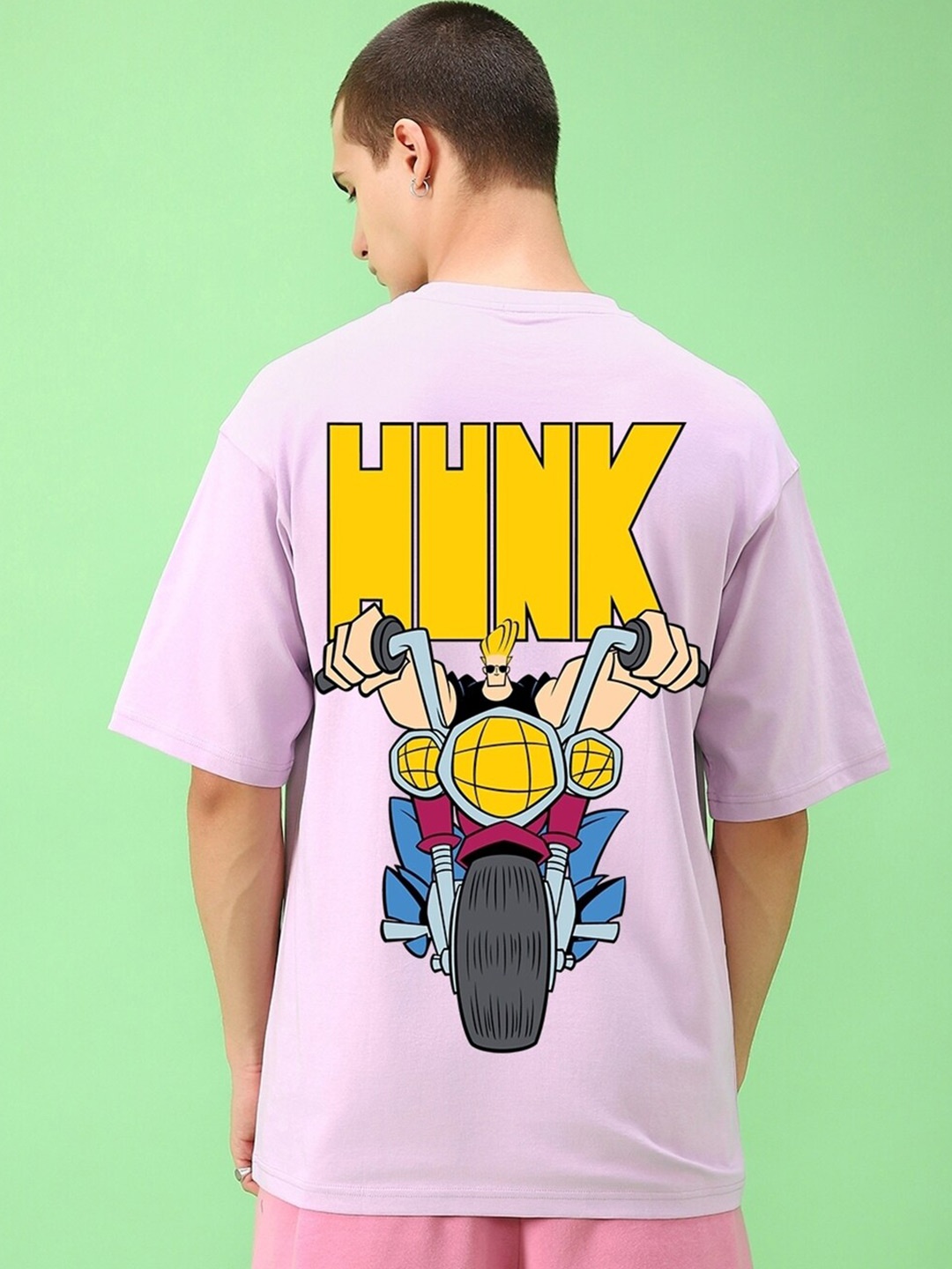

Bewakoof X Official Cartoon Network Merchandise Johnny Bravo Printed Oversized T-shirt, Purple