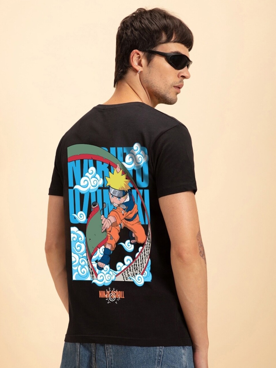

Bewakoof Graphic Printed Round Neck Regular Fit Casual T-shirt, Black