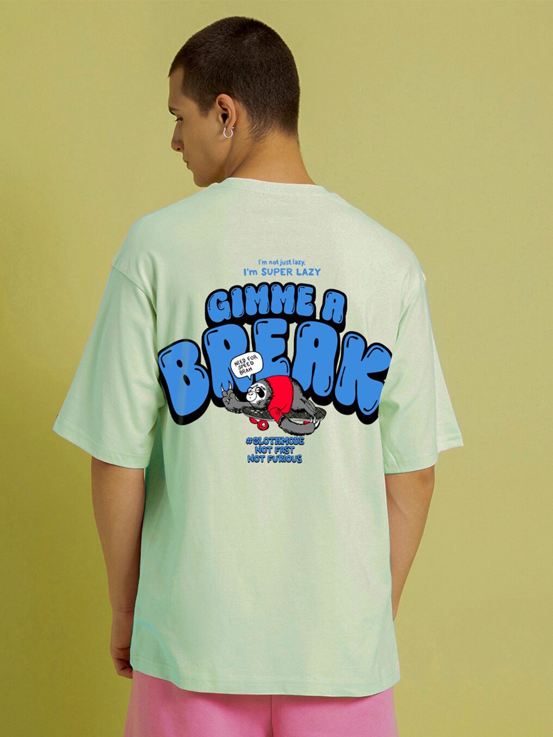 

Bewakoof A Break Graphic Printed Oversized Cotton T-shirt, Green