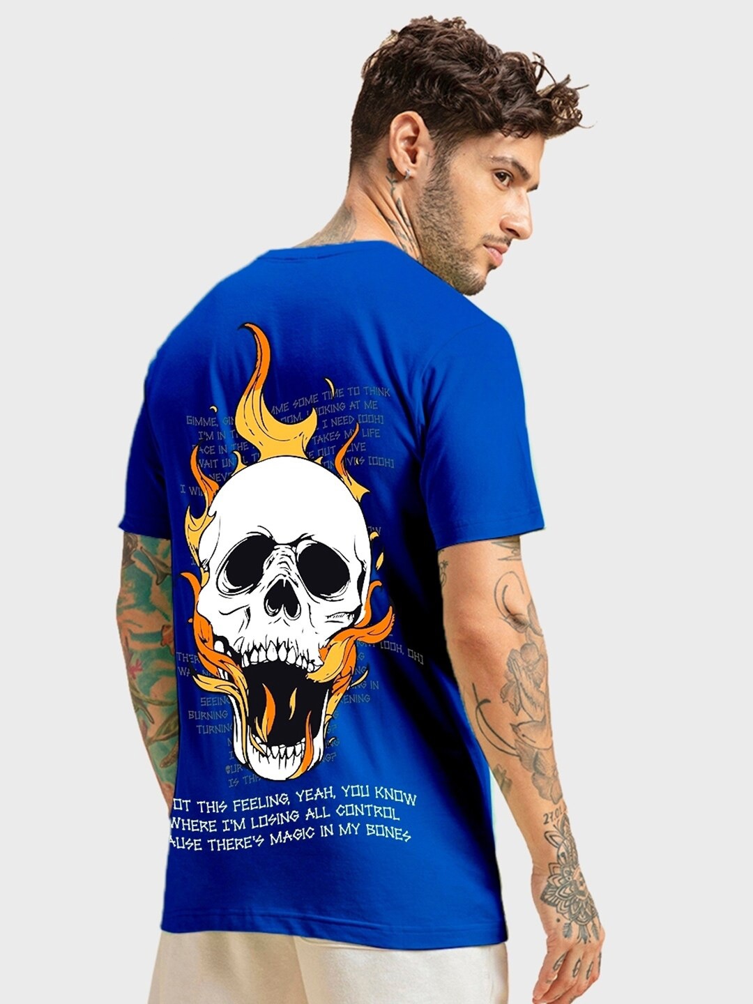 

Bewakoof Graphic Printed Round Neck Regular Fit Casual T-shirt, Blue