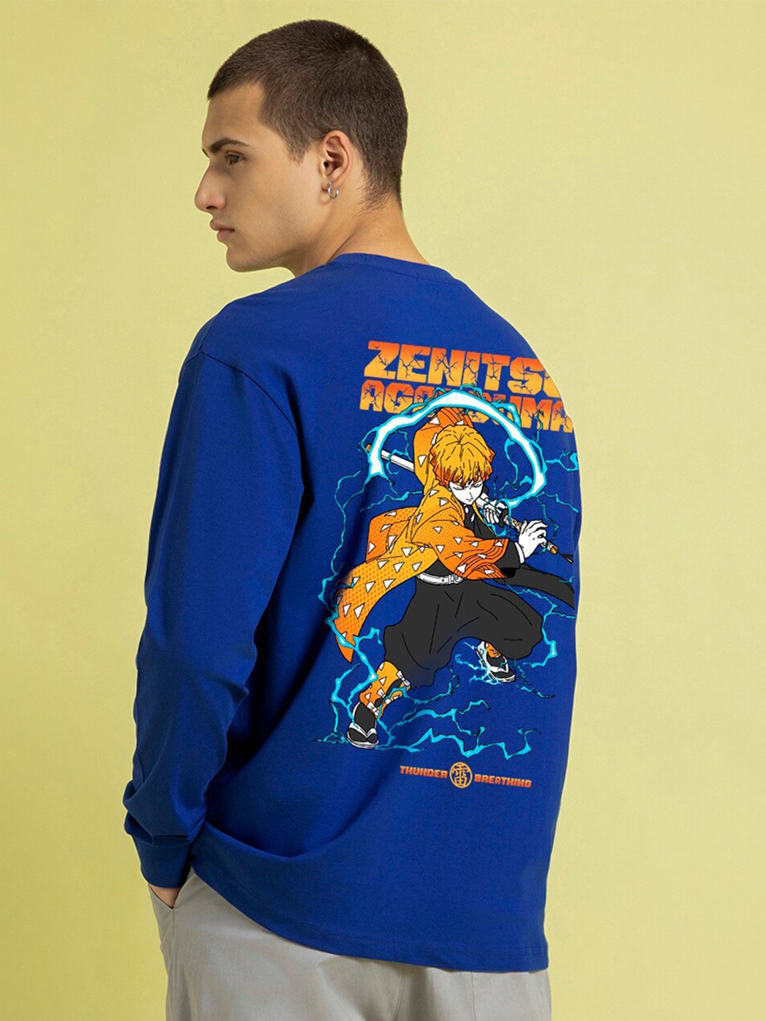 

Bewakoof Graphic Printed Round Neck Oversized Casual T-shirt, Blue