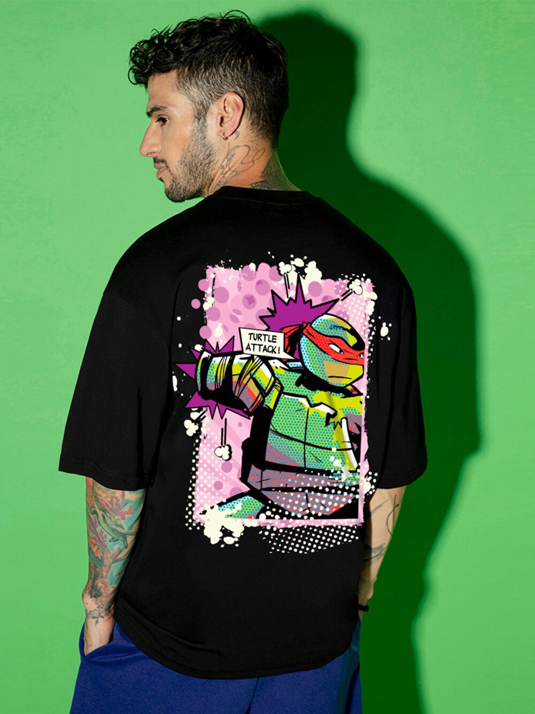 

Bewakoof Graphic Printed Oversized Cotton T-shirt, Black
